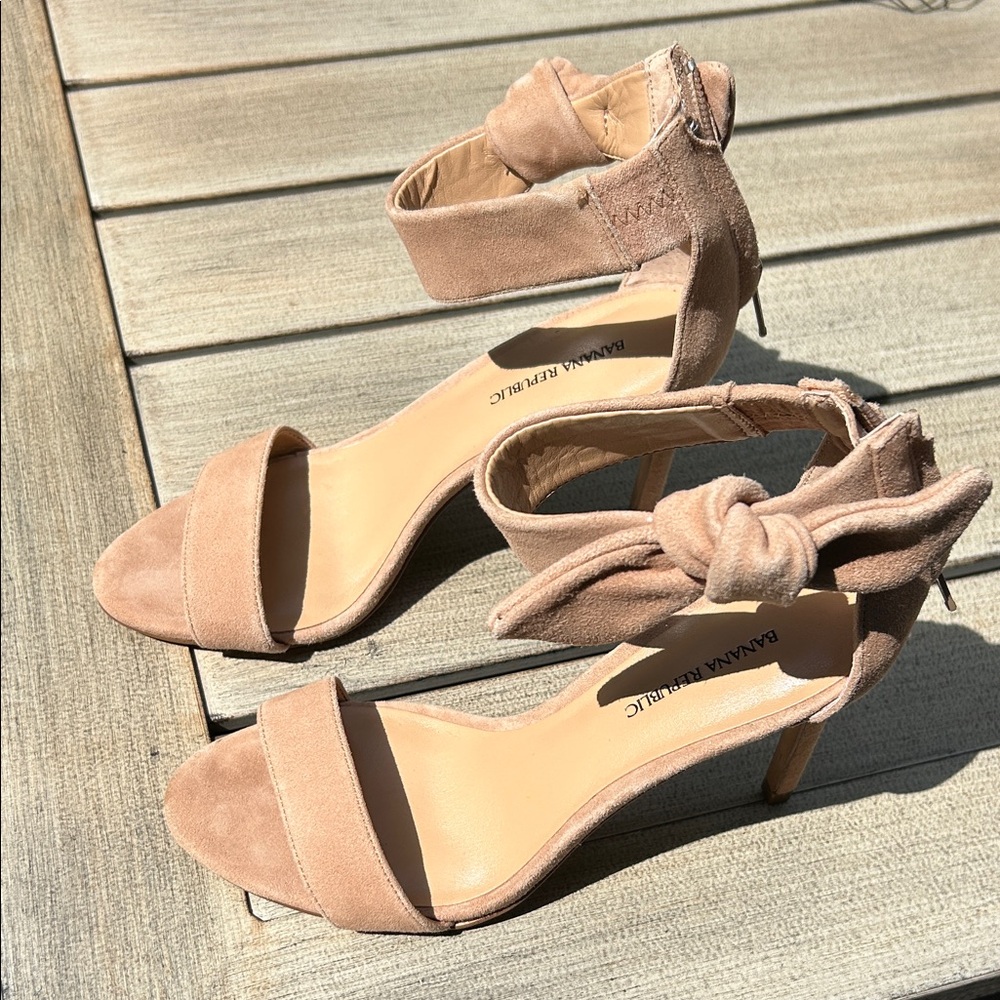 Banana Republic Blush Suede Ankle-Tie Heels
